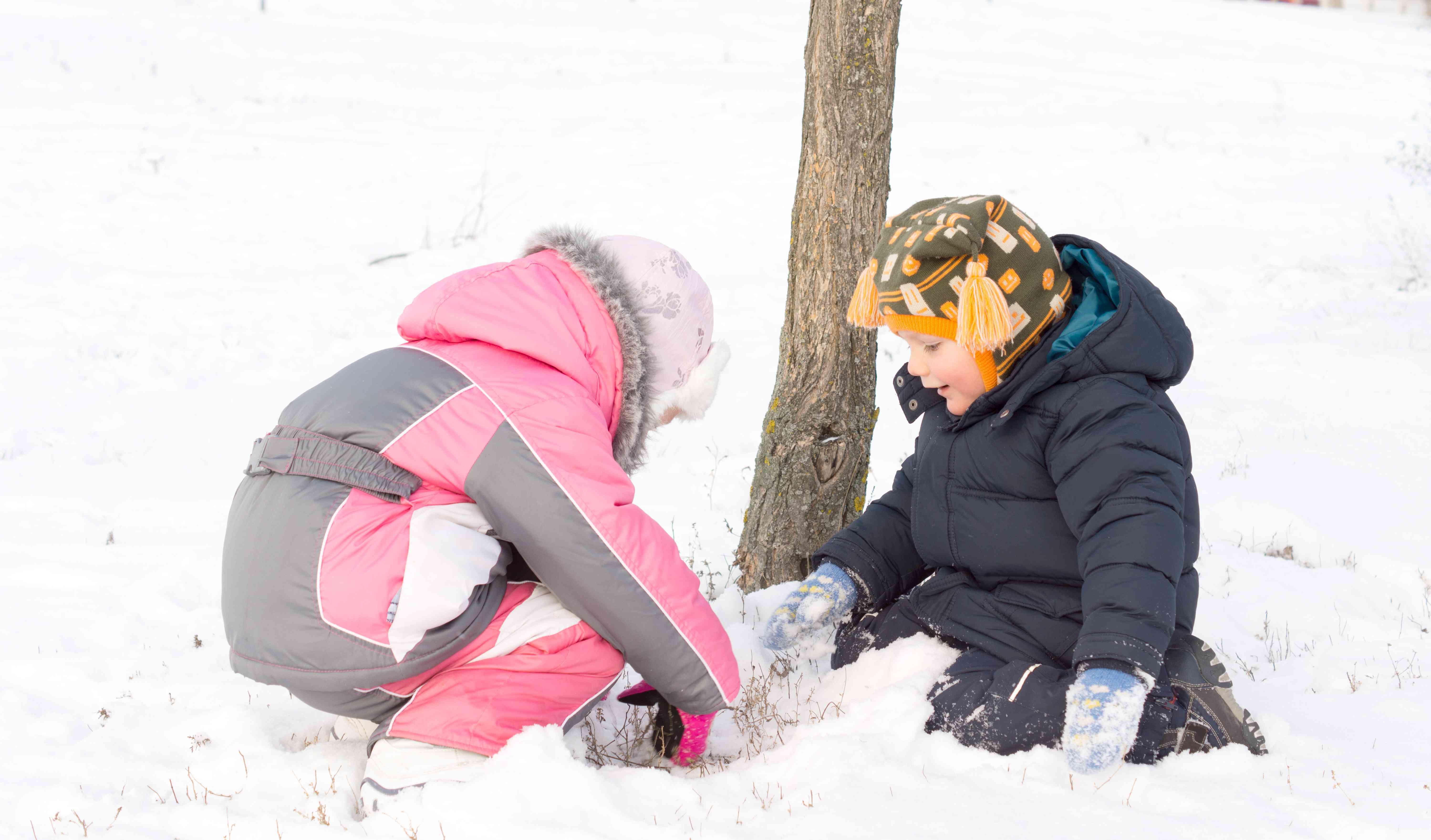 children playing in snow 